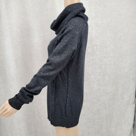 Etcetera Silk Cotton Cashmere Black and Speckled Metallic Cowl Neck Sweater - Picture 5 of 11